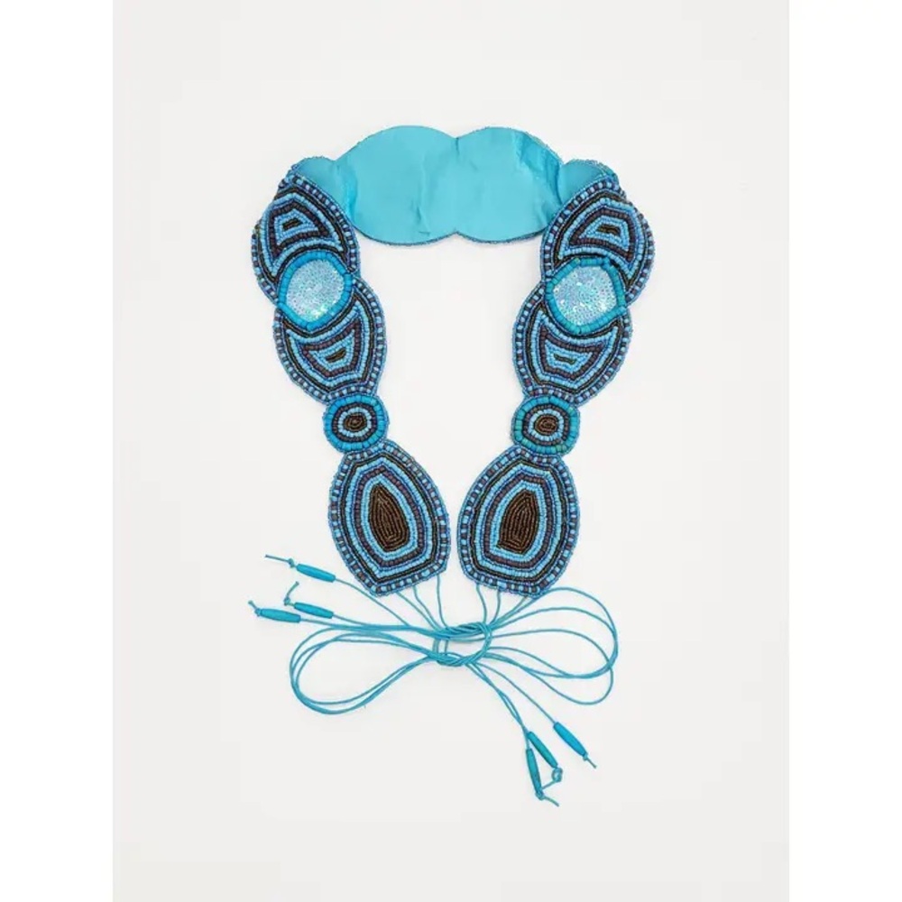 Clementina Beaded Turquoise Waist or Hip Tie Belt - New in Package Anthro-Style - Picture 3 of 8